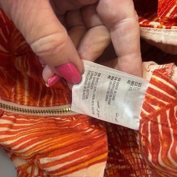 INC International Concepts 2 Piece Set XL Tropical Print Crop Top & Pants Orange - Picture 6 of 11